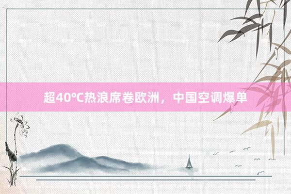 超40℃热浪席卷欧洲，中国空调爆单