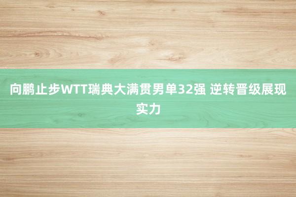 向鹏止步WTT瑞典大满贯男单32强 逆转晋级展现实力