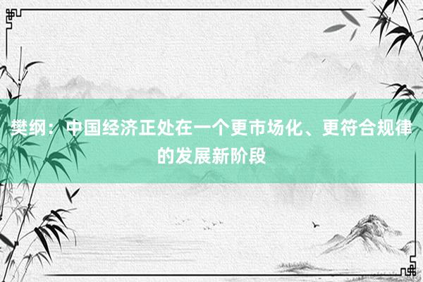 樊纲：中国经济正处在一个更市场化、更符合规律的发展新阶段