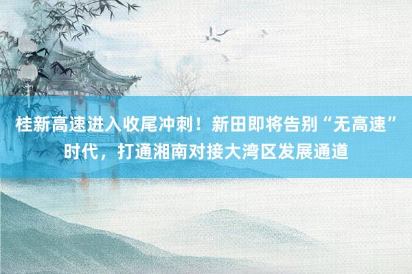 桂新高速进入收尾冲刺！新田即将告别“无高速”时代，打通湘南对接大湾区发展通道