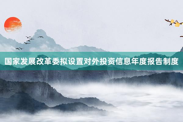 国家发展改革委拟设置对外投资信息年度报告制度