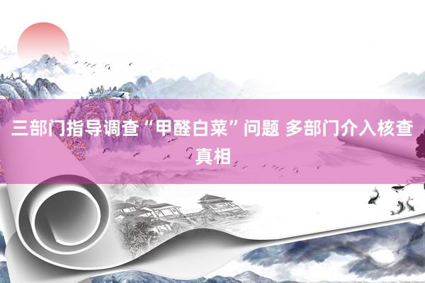三部门指导调查“甲醛白菜”问题 多部门介入核查真相