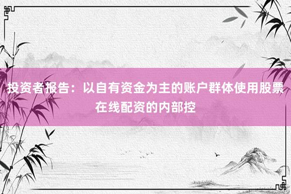 投资者报告：以自有资金为主的账户群体使用股票在线配资的内部控