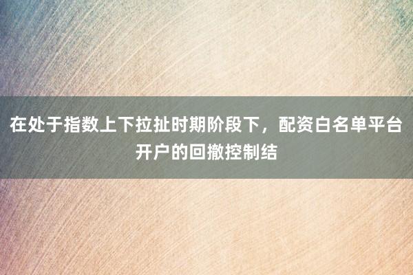 在处于指数上下拉扯时期阶段下，配资白名单平台开户的回撤控制结