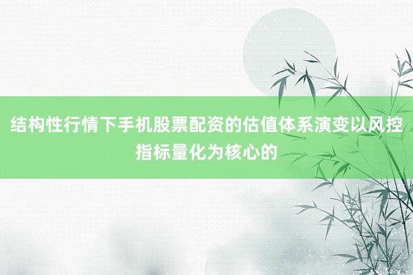 结构性行情下手机股票配资的估值体系演变以风控指标量化为核心的