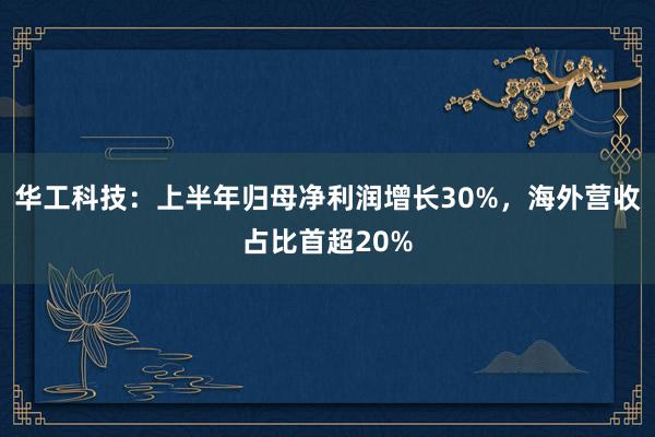 华工科技：上半年归母净利润增长30%，海外营收占比首超20%