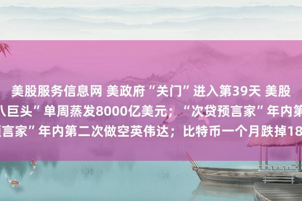 美股服务信息网 美政府“关门”进入第39天 美股上演“周五惊魂” “AI八巨头”单周蒸发8000亿美元；“次贷预言家”年内第二次做空英伟达；比特币一个月跌掉18% | 一周国际财经