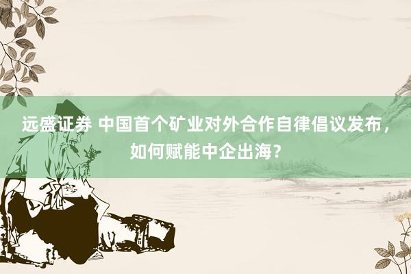 远盛证券 中国首个矿业对外合作自律倡议发布，如何赋能中企出海？