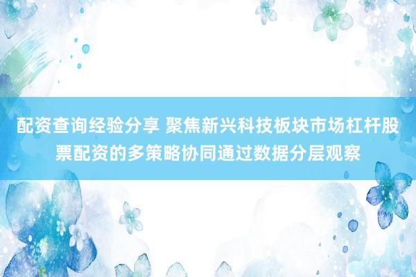 配资查询经验分享 聚焦新兴科技板块市场杠杆股票配资的多策略协同通过数据分层观察