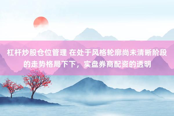杠杆炒股仓位管理 在处于风格轮廓尚未清晰阶段的走势格局下下，实盘券商配资的透明